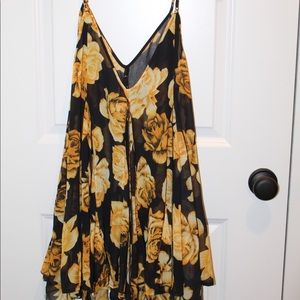 Free people black floral slip dress